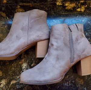 Torrid Tan Booties with Stacked Heel